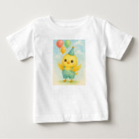 Cute Chick in Overalls – Watercolor Birthday T-Shi