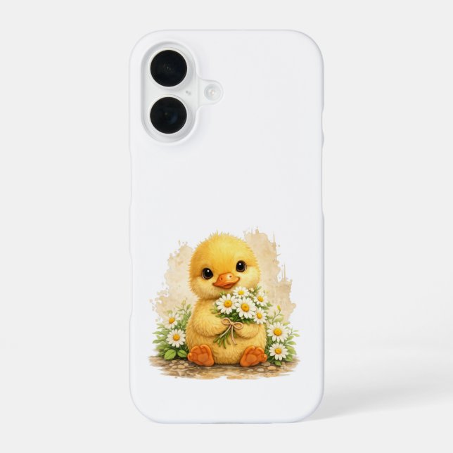 Cute Chick iPhone 16 Case Kawaii Flowers (Back)