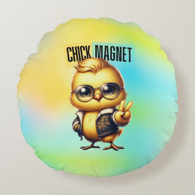 Cute Chick Magnet Funny Easter-54546 Round Cushion (Front)