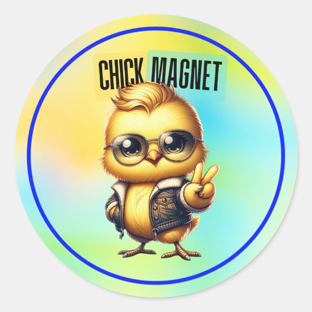 Cute Chick Magnet Funny Easter Classic Round Sticker (Front)
