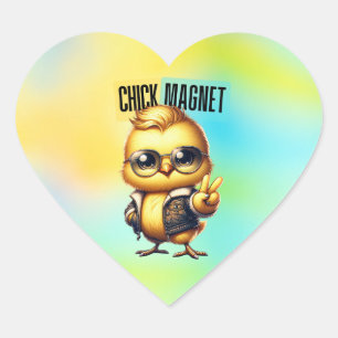 Cute Chick Magnet Funny Easter Heart Sticker