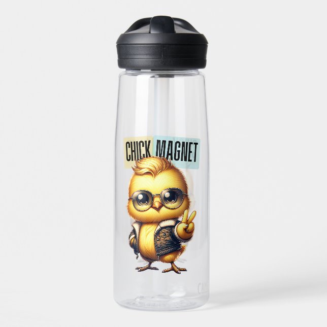Cute Chick Magnet Funny Easter Water Bottle (Front)