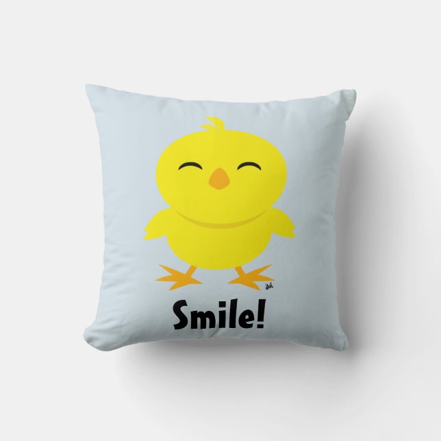 Cute Chick Smile Throw Pillow (Front)