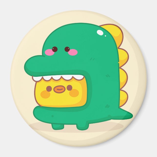 Cute Chick Wearing A Dino Costume Magnet (Front)