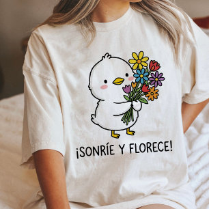 Cute Chick With Flowers Smile & Bloom Tri-Blend Shirt