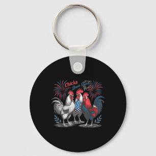 Cute Chicka Boom Boom Funny Chicken 4th Of July Pa Key Ring