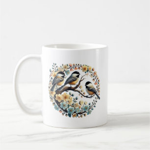 Cute chickadee bird lovers add monogram coffee mug