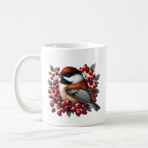 Cute chickadee bird lovers add monogram  coffee mug