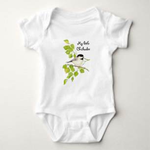 Cute Chickadee Bird My Little Chickadee Quote Baby Bodysuit