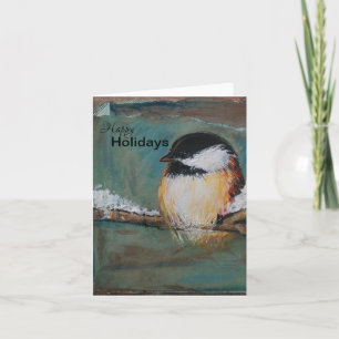 Cute Chickadee Happy Holidays Holiday Card