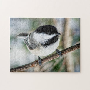 Cute Chickadee in Winter Jigsaw Puzzle