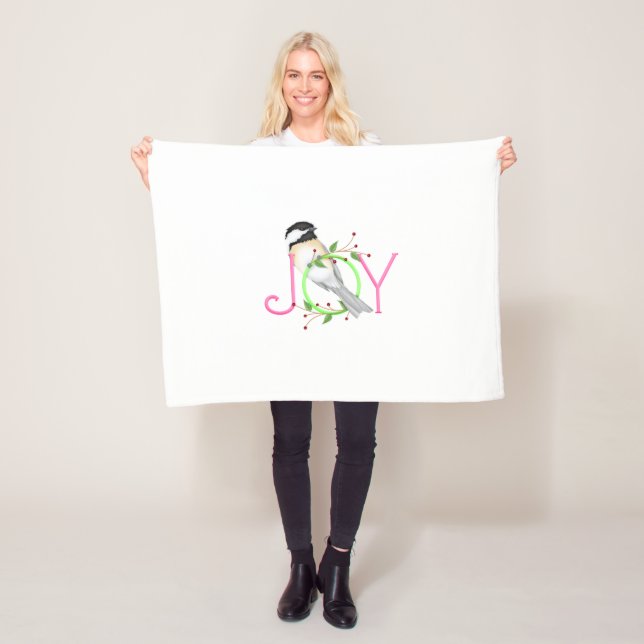 Cute Chickadee "Joy" Fleece Blanket (In Situ)
