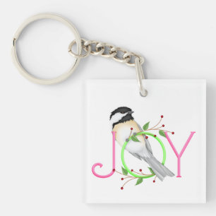 Cute Chickadee "Joy" Key Ring
