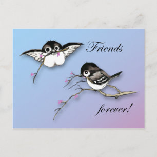 Cute Chickadee Postcard Friends Forever