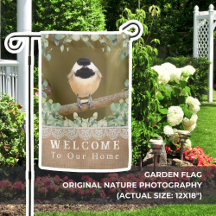 Cute Chickadee Rustic Welcome Home Garden Flag