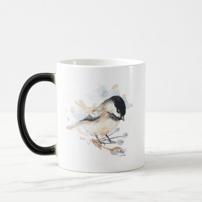 Cute Chickadee Watercolor Magic Mug (Left)