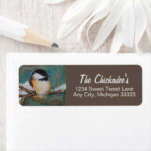 Cute Chickadee Winter Song Bird Art Label Return Address Label