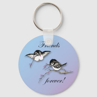 Cute Chickadees Friends Forever Keychain