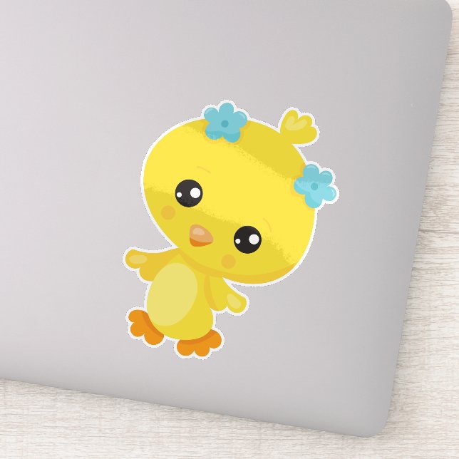 Cute Chicken, Baby Chicken, Chick, Flowers (Detail)