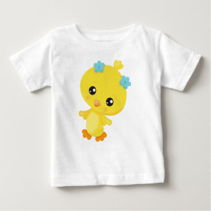 Cute Chicken, Baby Chicken, Chick, Flowers Baby T-Shirt