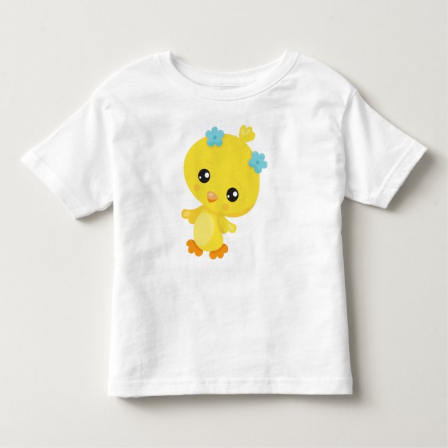 Cute Chicken, Baby Chicken, Chick, Flowers Toddler T-Shirt (Front)