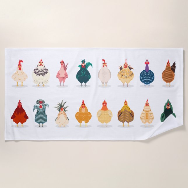 Cute Chicken Beach Towel (Front)