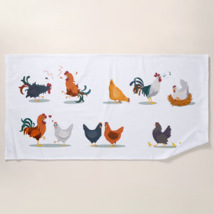 Cute Chicken Beach Towel