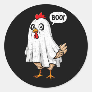 Cute Chicken Boo Funny Halloween Costume Men Women Classic Round Sticker