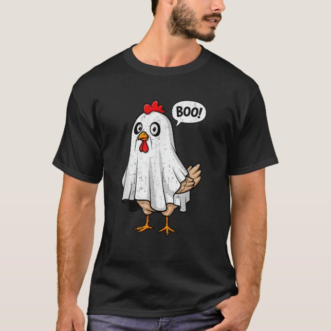 Cute Chicken Boo Happy Halloween Costume Men Women T-Shirt (Front)
