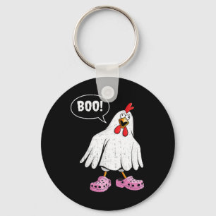 Cute Chicken Boo With Pink Shoes Funny Halloween M Key Ring