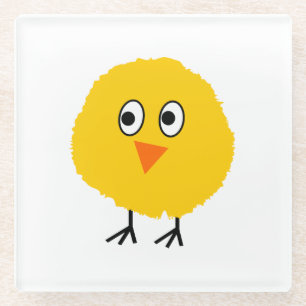 Cute chicken cartoon glass coaster