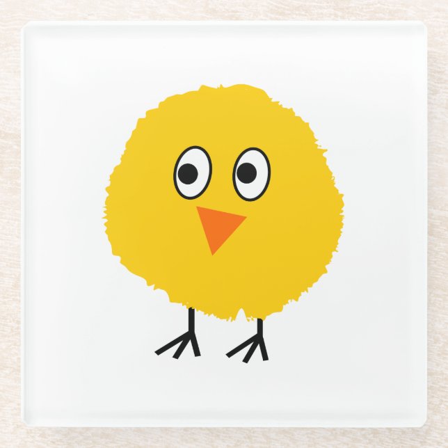 Cute chicken cartoon glass coaster (Front)