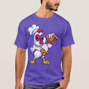 Cute chicken Chef Holding Fried Chicken Cartoon1 T-Shirt