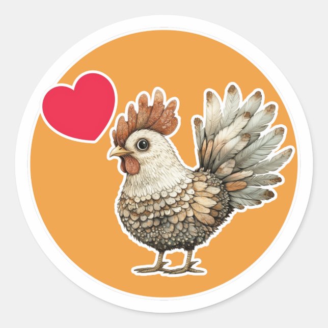Cute Chicken Classic Round Sticker (Front)