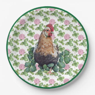 Cute Chicken & Clover   St Patrick's Day  Paper Plate