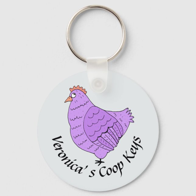 Cute Chicken Coop Customised Key Ring (Front)