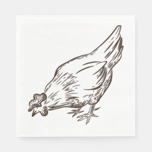 Cute Chicken Country Farm Farmer Birthday Party Napkin