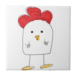 Cute Chicken Dolby Doodle Ceramic Tile