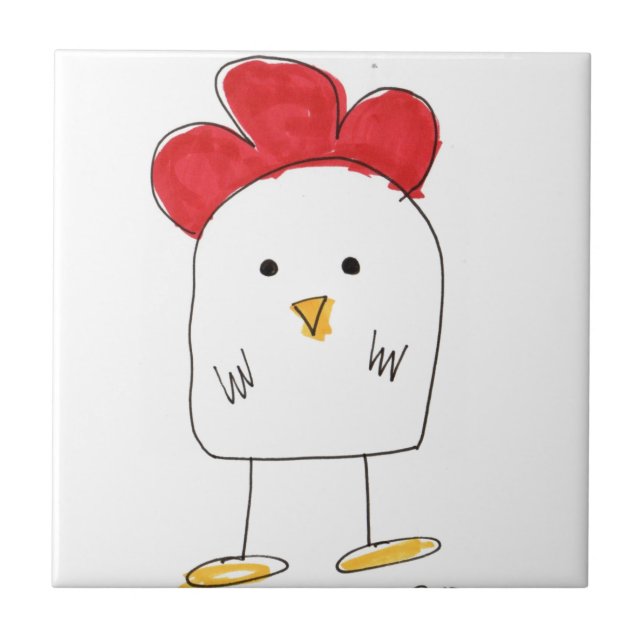 Cute Chicken Dolby Doodle Ceramic Tile (Front)