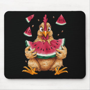 Cute Chicken Eating Watermelon Fruit Summer Men Wo Mouse Pad