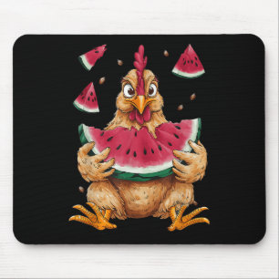 Cute Chicken Eating Watermelon Fruit Summer Men Wo Mouse Pad