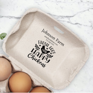 Cute Chicken Farm Fresh Eggs Carton Add Name Rubber Stamp