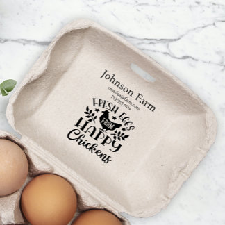 Cute Chicken Farm Fresh Eggs Carton Add Name Rubber Stamp