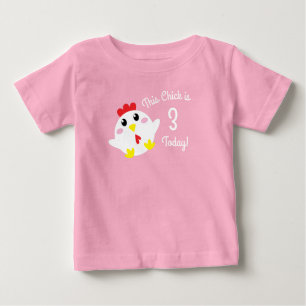 Cute Chicken Farm Kids 1st Birthday Party Baby T-Shirt