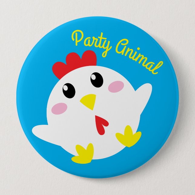 Cute Chicken Farm Kids 1st Birthday Party Button (Front)