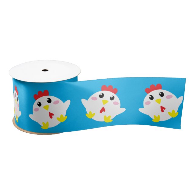 Cute Chicken Farm Kids 1st Birthday Party Satin Ribbon (Spool)
