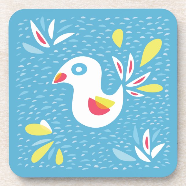 Cute Chicken In Spring Abstract Bird Coaster (Front)
