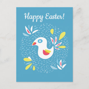 Cute Chicken In Spring Abstract Bird Holiday Postcard