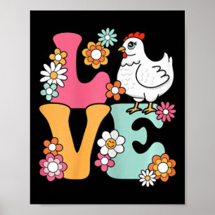 Cute Chicken Love Groovy Chicken Lover Hen Women G Poster