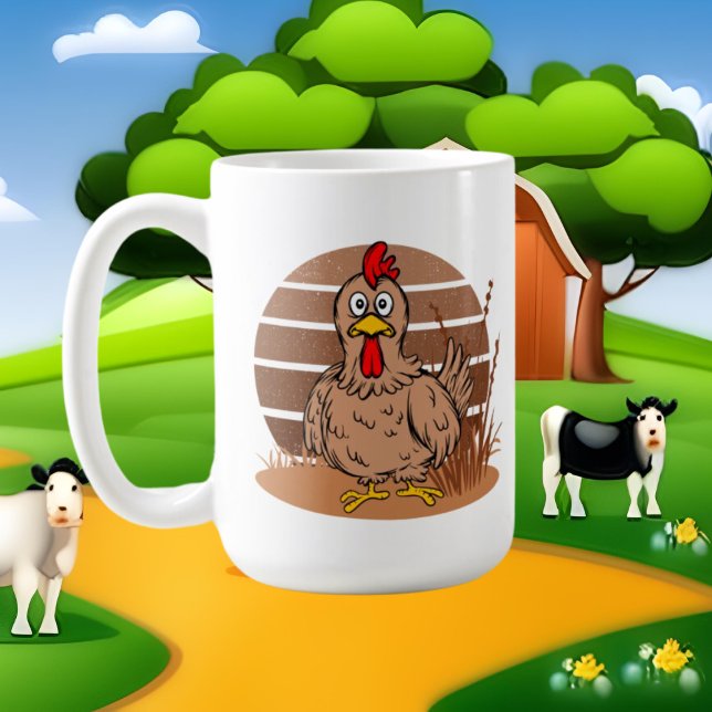 cute chicken lover add monogram coffee mug (Creator Uploaded)